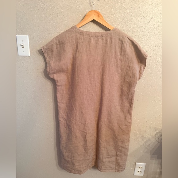 J. Jill Love Linen Pin Tuck Shirt Dress Small Brown - Picture 3 of 8